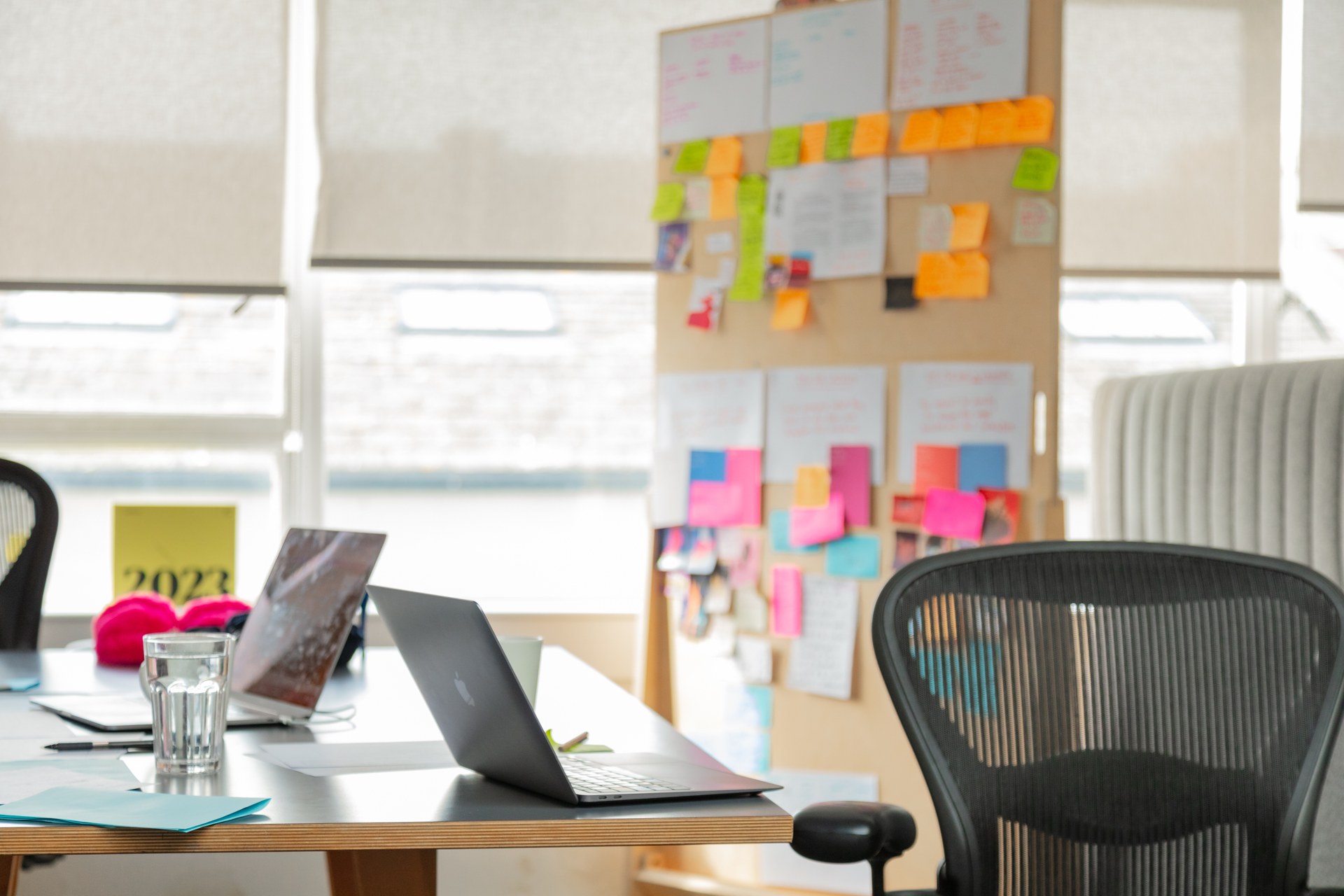 Office desk and creative notes in the Uniform studio